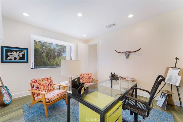 Home Office, Interior, Recessed Lighting, Wood Texture Flooring