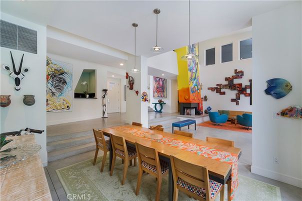 Dining room, Fireplace, Interior, Pendant Lights, Recessed Lighting