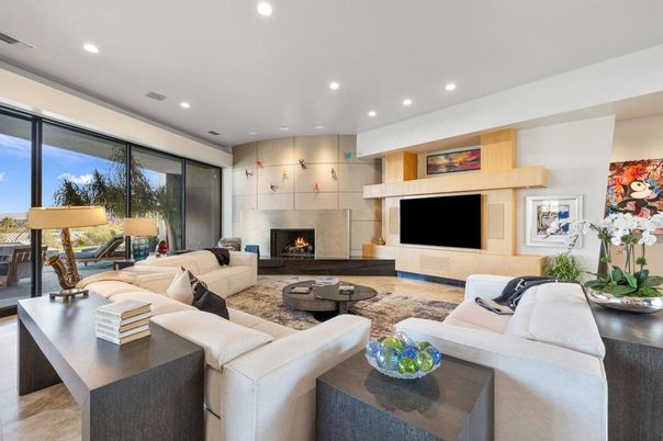 Fireplace, Interior, Living room, Recessed Lighting