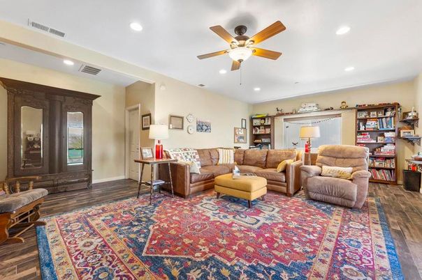 Interior, Living room, Recessed Lighting, Wood Texture Flooring