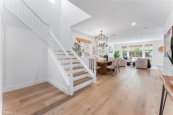 Chandelier, Dining room, Interior, Living room, Pendant Lights, Recessed Lighting, Wood Texture Flooring