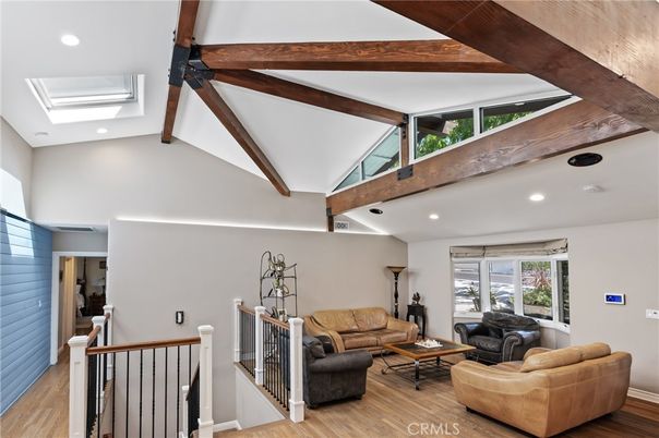 Interior, Living room, Recessed Lighting, Wooden Beams, Wood Texture Flooring