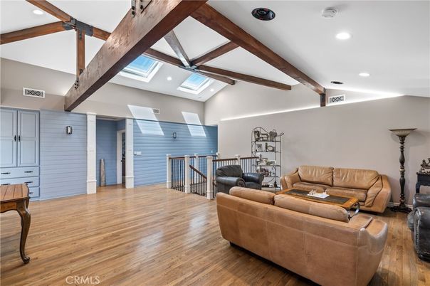 Interior, Living room, Recessed Lighting, Wooden Beams, Wood Texture Flooring