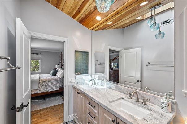 Bathroom, Bedroom, Interior, Recessed Lighting, Wooden Beams, Wooden Ceilings, Wood Texture Flooring