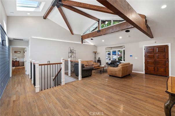 Interior, Living room, Recessed Lighting, Wooden Beams, Wood Texture Flooring