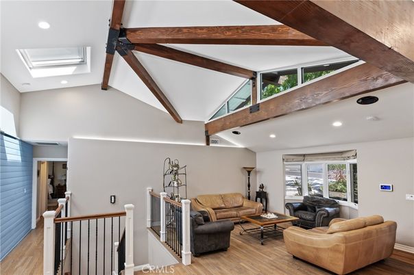 Interior, Living room, Recessed Lighting, Wooden Beams, Wood Texture Flooring
