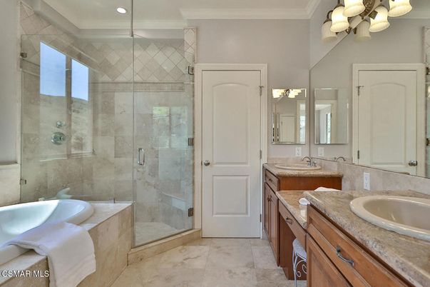 Bathroom, Dual Sink Vanities, Glass Shower, Interior, Recessed Lighting