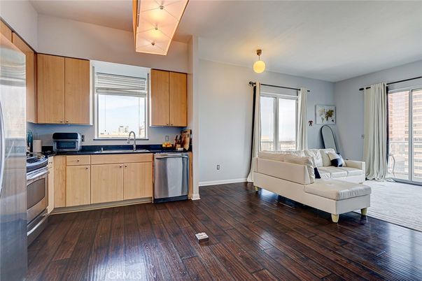 Interior, Kitchen, Pendant Lights, Stainless Steel Appliances, Wood Texture Flooring