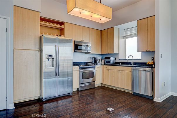 Interior, Kitchen, Stainless Steel Appliances, Wood Texture Flooring