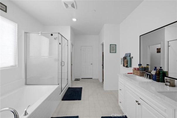 Bathroom, Dual Sink Vanities, Glass Shower, Interior, Recessed Lighting