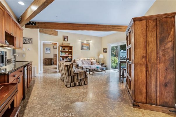 Interior, Kitchen, Living room, Recessed Lighting, Wooden Beams