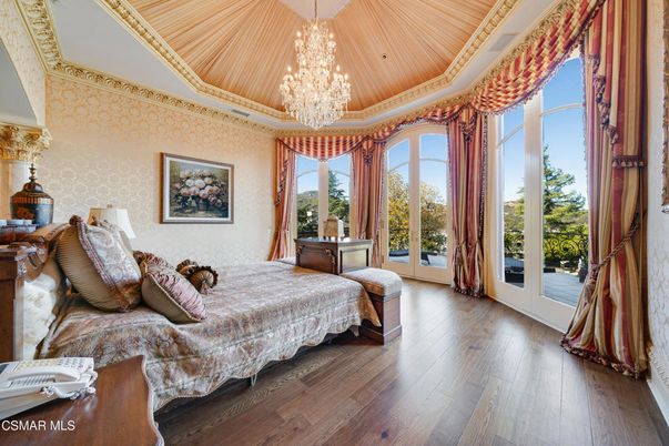 Bedroom, Chandelier, Interior, Wooden Ceilings, Wood Texture Flooring