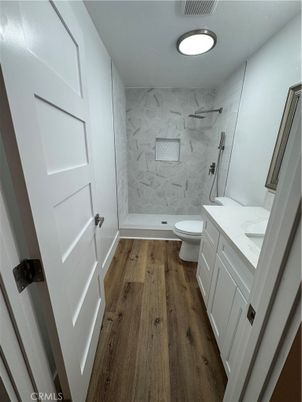 Bathroom, Interior, Marble Walls, Wood Texture Flooring