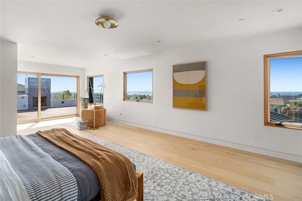 Bedroom, Interior, Recessed Lighting, Water, Wood Texture Flooring