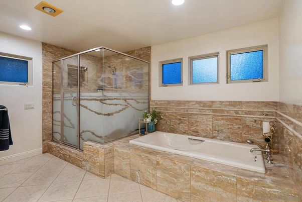 Bathroom, Glass Shower, Interior, Recessed Lighting