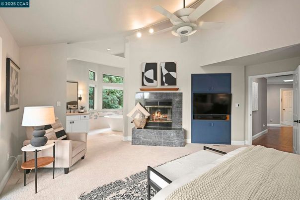 Bedroom, Fireplace, Interior, Living room, Wood Texture Flooring