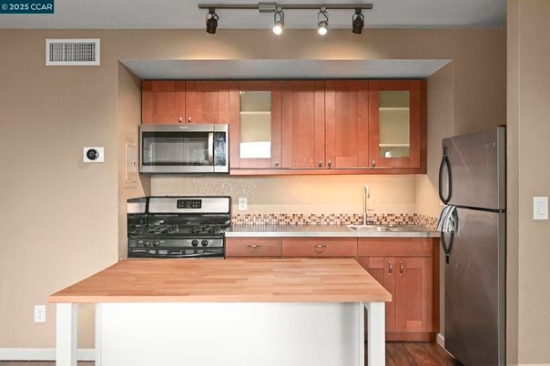 Interior, Kitchen, Stainless Steel Appliances, Wood Texture Flooring