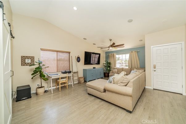 Home Office, Interior, Living room, Recessed Lighting, Wood Texture Flooring