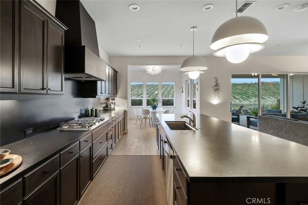 Dining room, Interior, Kitchen, Pendant Lights, Recessed Lighting, Wood Texture Flooring