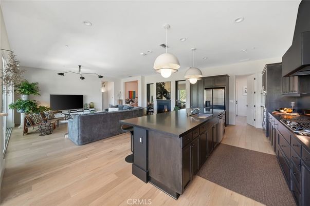 Interior, Kitchen, Living room, Pendant Lights, Recessed Lighting, Wood Texture Flooring