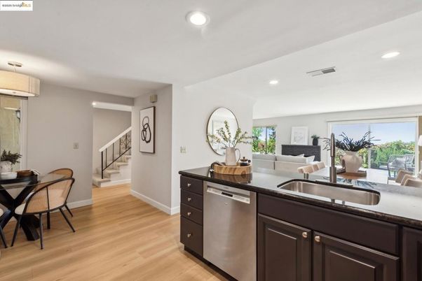 Dining room, Interior, Kitchen, Recessed Lighting, Wood Texture Flooring
