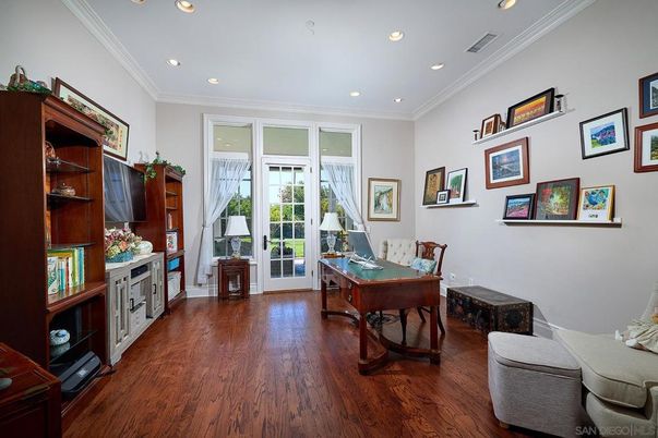 Home Office, Interior, Recessed Lighting, Wood Texture Flooring