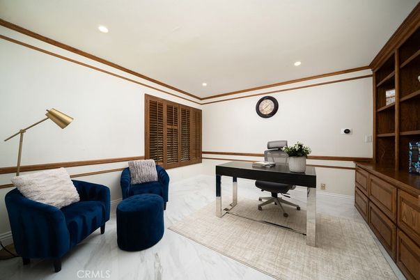 Home Office, Interior, Marble, Recessed Lighting