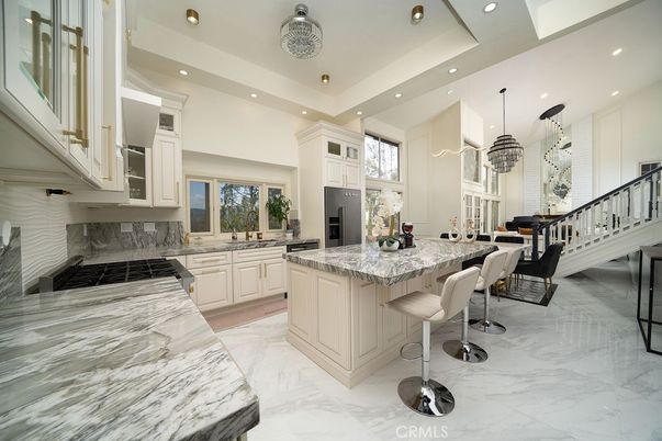 Interior, Kitchen, Marble, Pendant Lights, Recessed Lighting