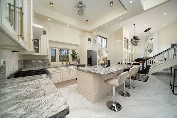 Interior, Kitchen, Marble, Pendant Lights, Recessed Lighting