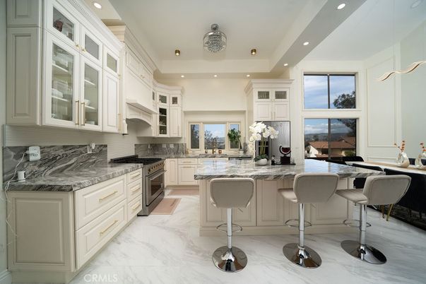 Interior, Kitchen, Marble, Recessed Lighting, Stainless Steel Appliances
