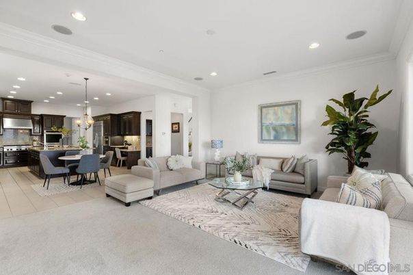 Dining room, Interior, Kitchen, Living room, Pendant Lights, Recessed Lighting, Stainless Steel Appliances