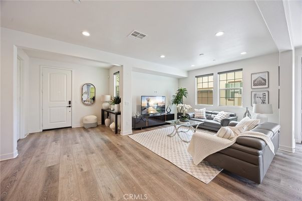 Interior, Living room, Recessed Lighting, Wood Texture Flooring