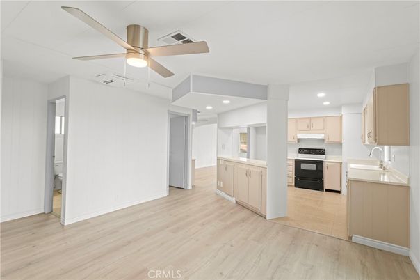 Interior, Kitchen, Recessed Lighting, Wood Texture Flooring