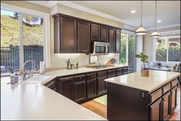 Interior, Kitchen, Pendant Lights, Recessed Lighting, Wood Texture Flooring
