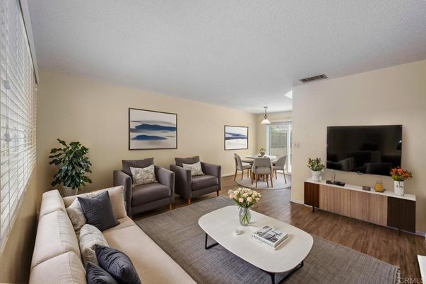 Dining room, Interior, Living room, Pendant Lights, Wood Texture Flooring