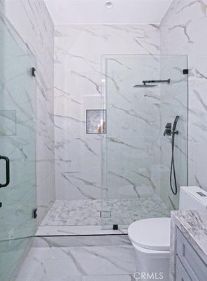 Bathroom, Glass Shower, Interior, Marble Walls