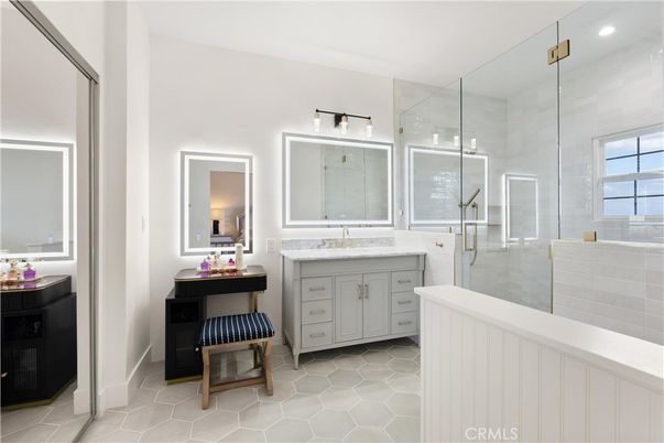 Bathroom, Glass Shower, Interior, Recessed Lighting