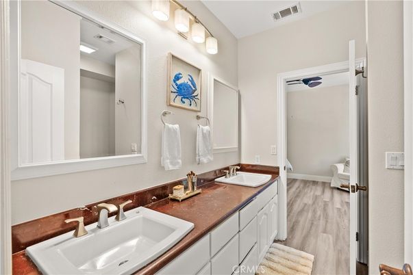 Bathroom, Dual Sink Vanities, Interior, Wood Texture Flooring