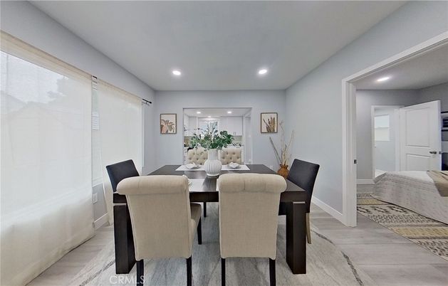 Dining room, Interior, Marble, Recessed Lighting, Wood Texture Flooring