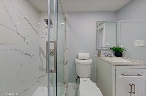 Bathroom, Glass Shower, Interior, Marble Walls