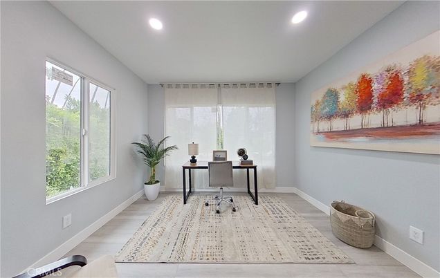 Home Office, Interior, Recessed Lighting, Wood Texture Flooring