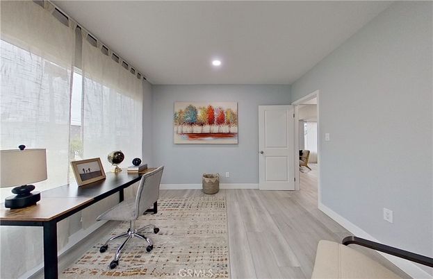 Home Office, Interior, Recessed Lighting, Wood Texture Flooring
