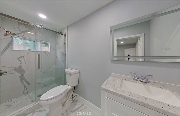 Bathroom, Glass Shower, Interior, Marble, Marble Walls, Recessed Lighting
