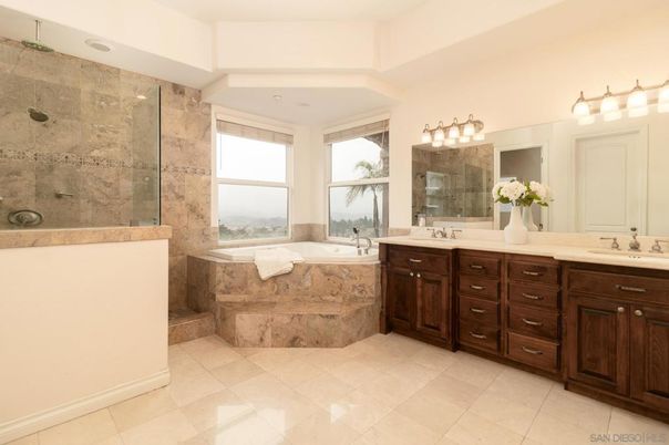 Bathroom, Dual Sink Vanities, Glass Shower, Interior, Recessed Lighting