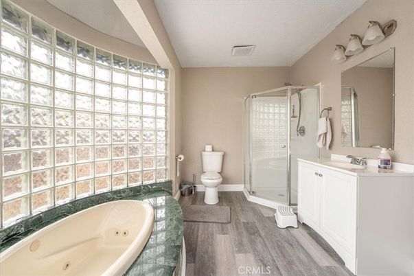 Bathroom, Glass Shower, Interior, Wood Texture Flooring