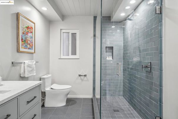 Bathroom, Glass Shower, Interior, Recessed Lighting