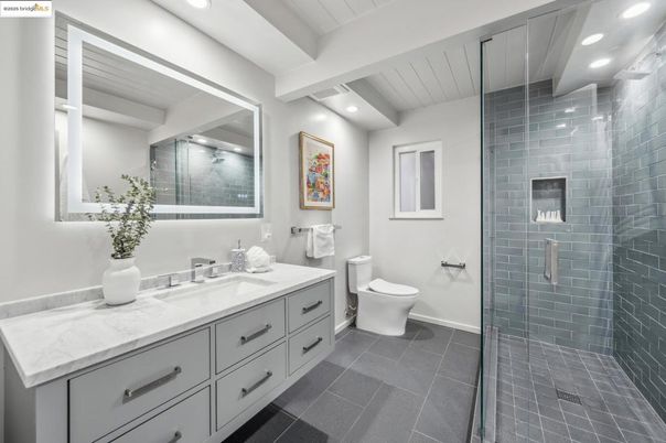 Bathroom, Dual Sink Vanities, Glass Shower, Interior, Recessed Lighting