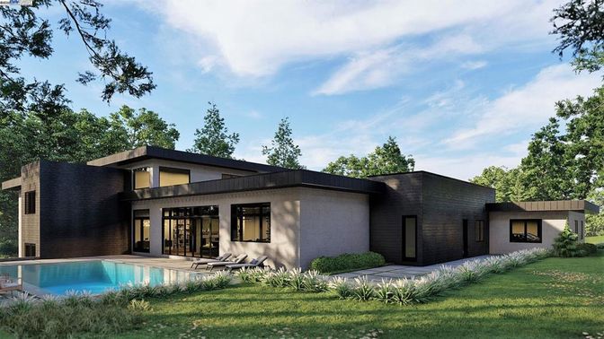 Backyard, Exterior, Facade, Pool, Modern