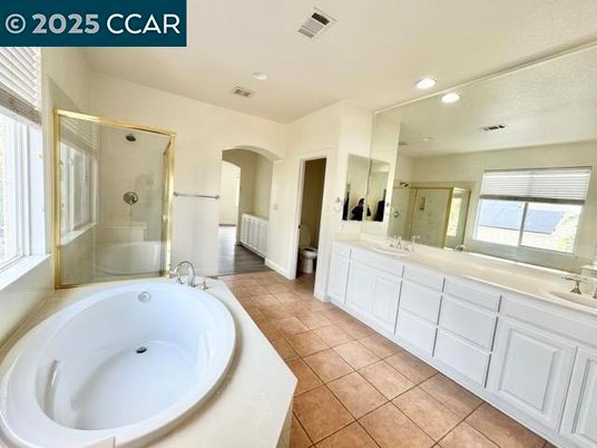 Bathroom, Dual Sink Vanities, Glass Shower, Interior, Recessed Lighting