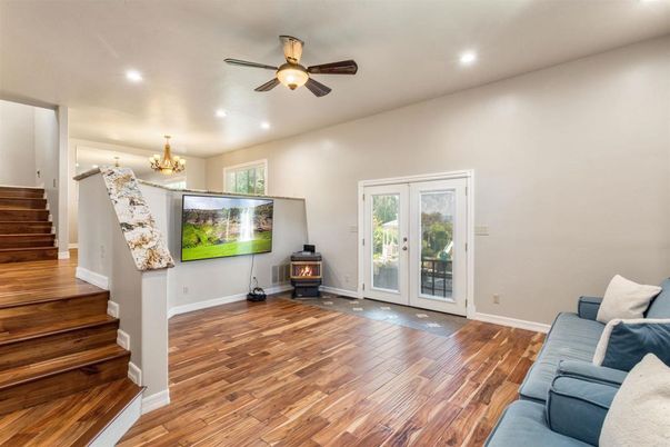 Chandelier, Interior, Recessed Lighting, Wood Texture Flooring